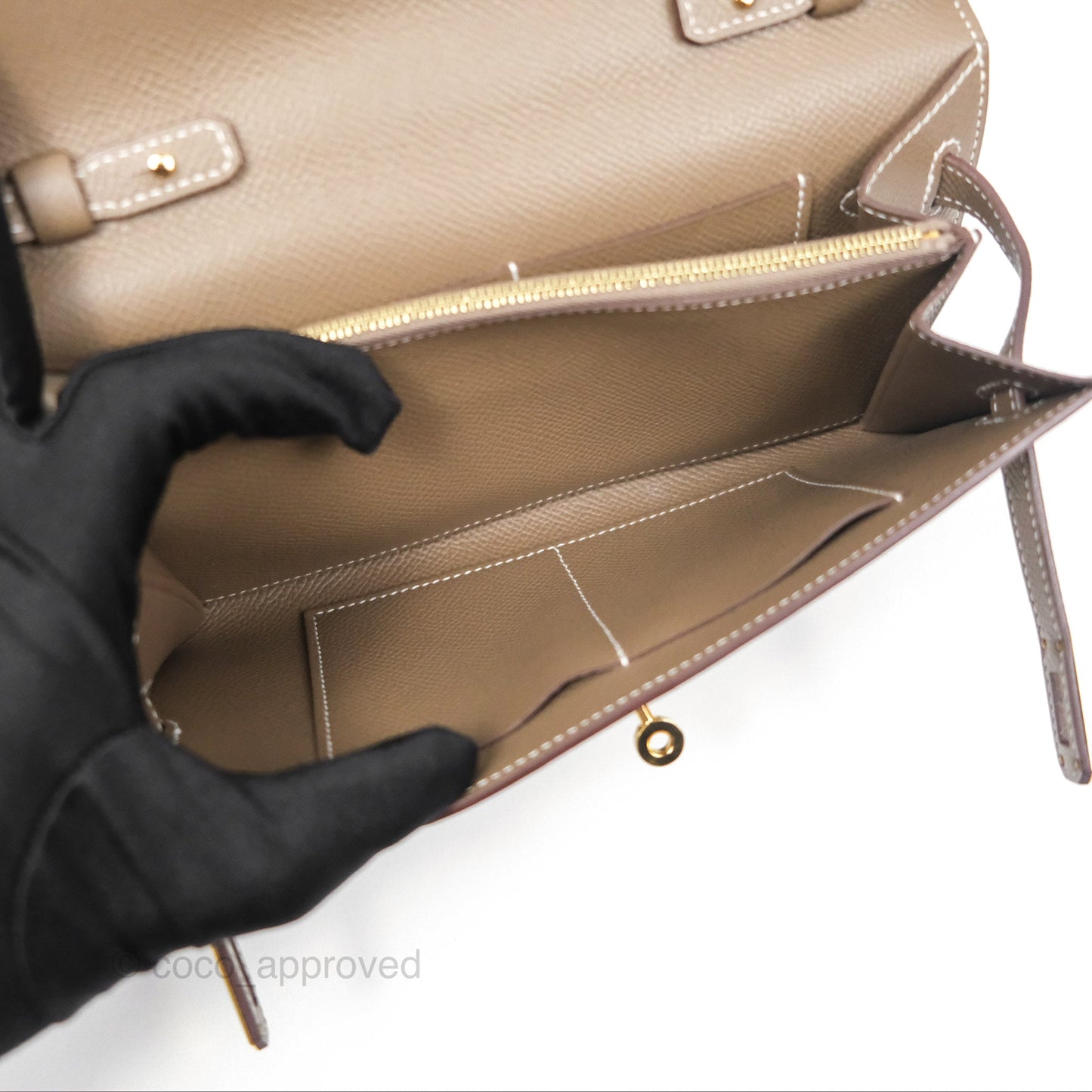Hermès Kelly To Go Wallet Etoupe 18 Epsom Gold Hardware