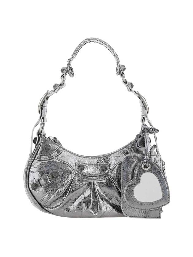 Luxury Balenciaga Metallic Le Cagol XS Lambskin Shoulder Bag Dark Silver
