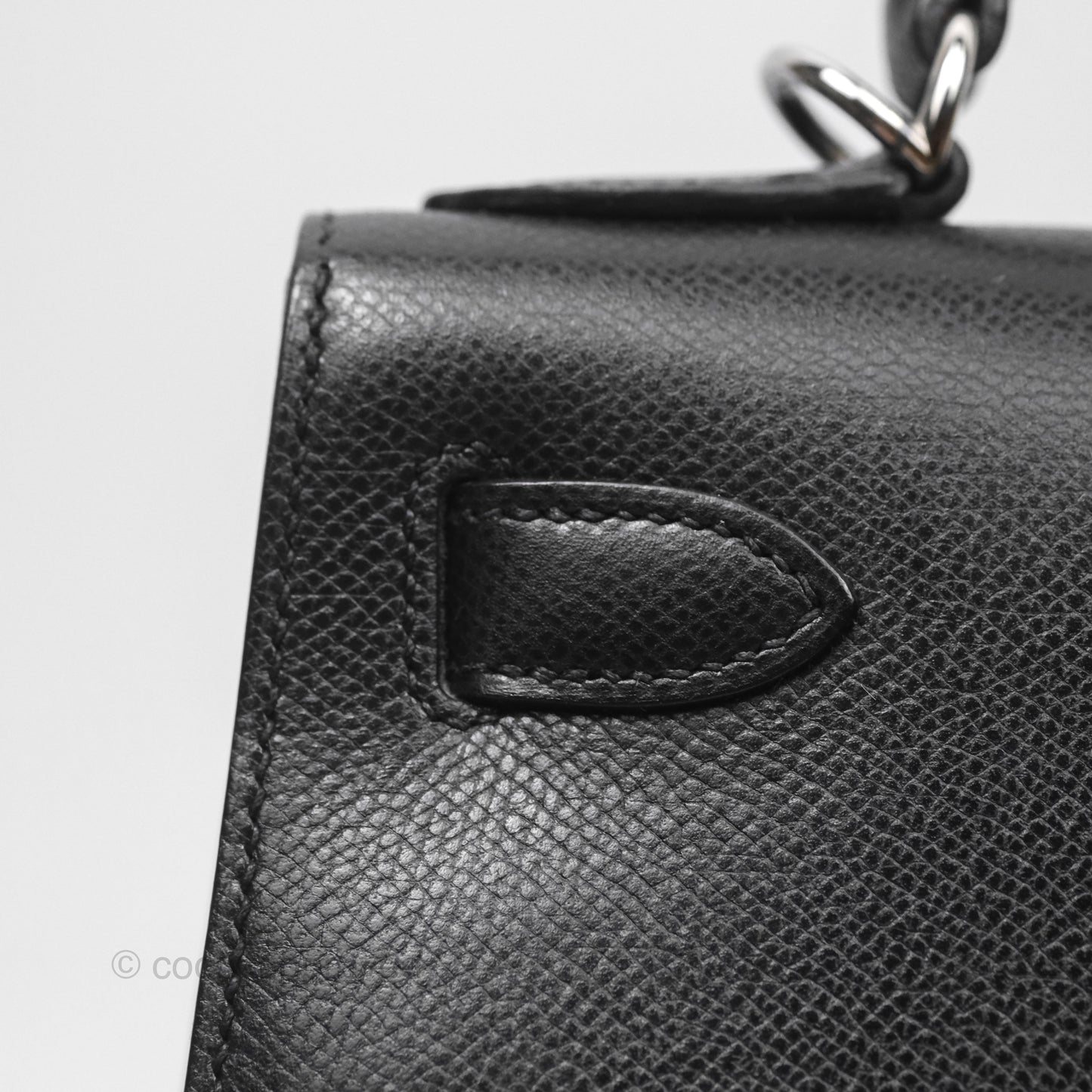 Hermès Vintage Kelly 28 Sellier Noir 89 Courchevel Palladium Hardware