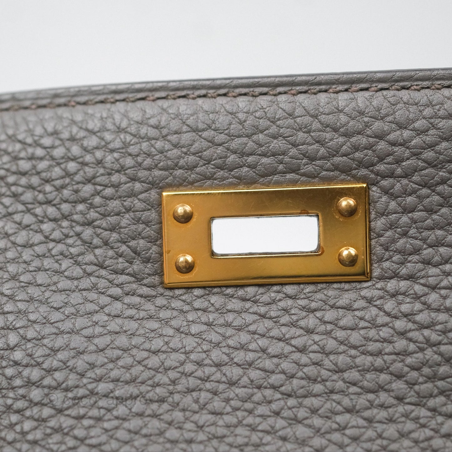 Hermès Retourne Kelly 25 Gris Etain 8F Togo Gold Hardware