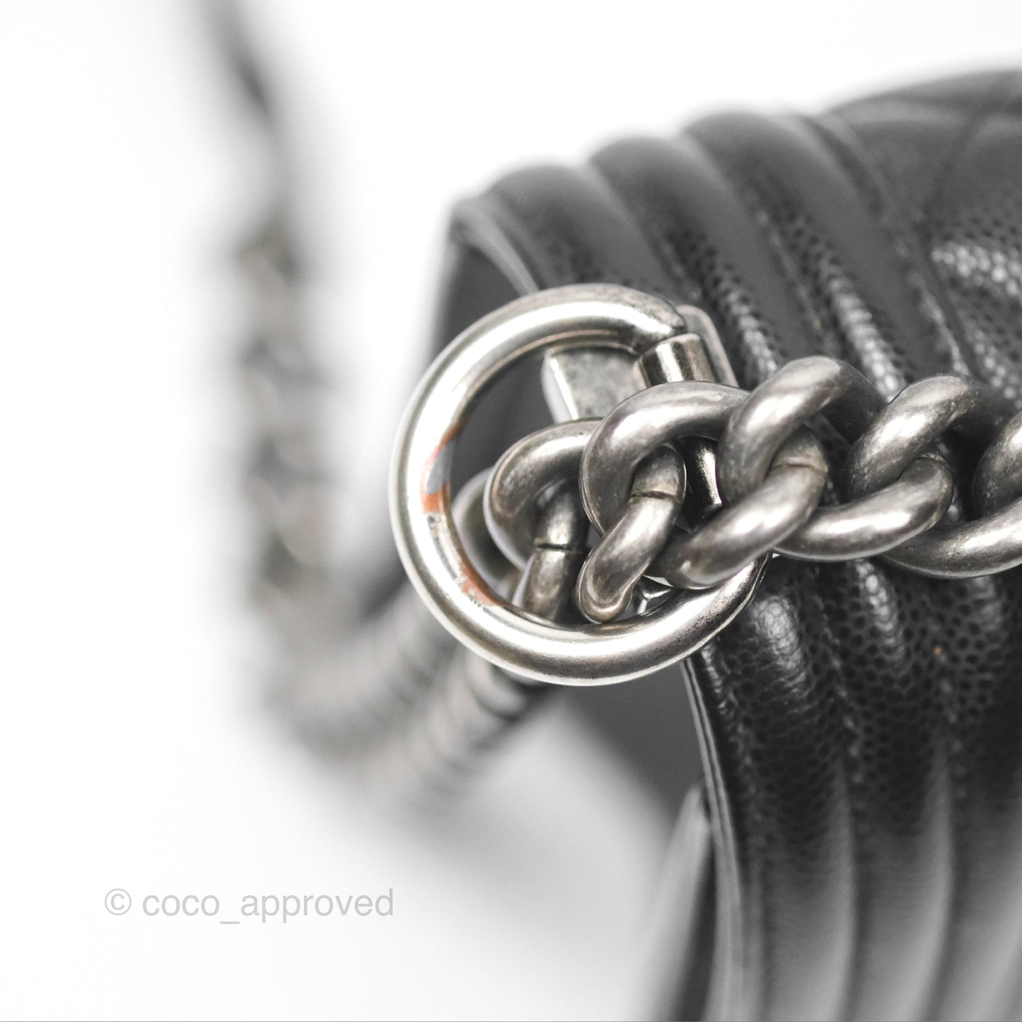 Chanel Medium Boy Quilted Black Caviar Ruthenium Hardware