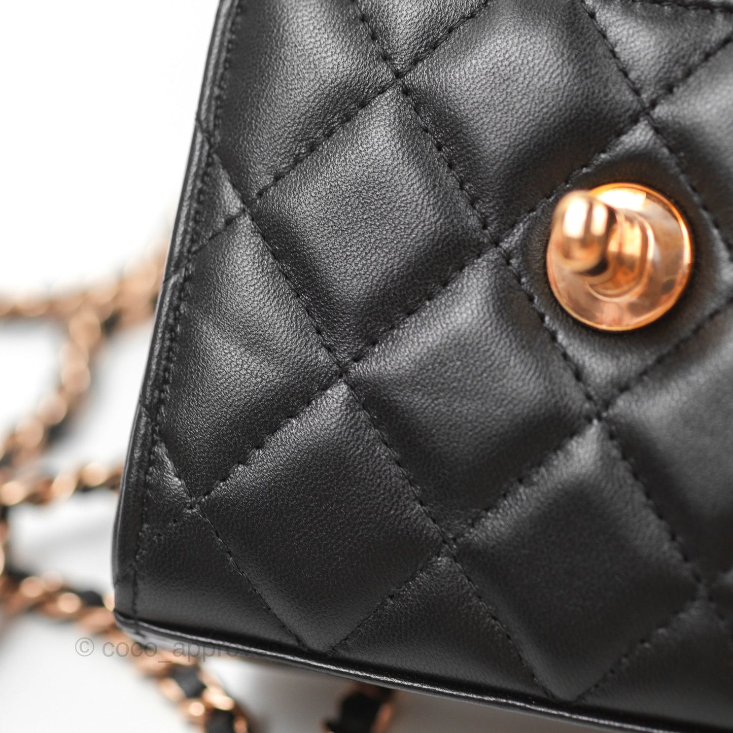 Chanel Mini Quilted Trendy CC Clutch With Chain Black Lambskin Rose Gold Hardware