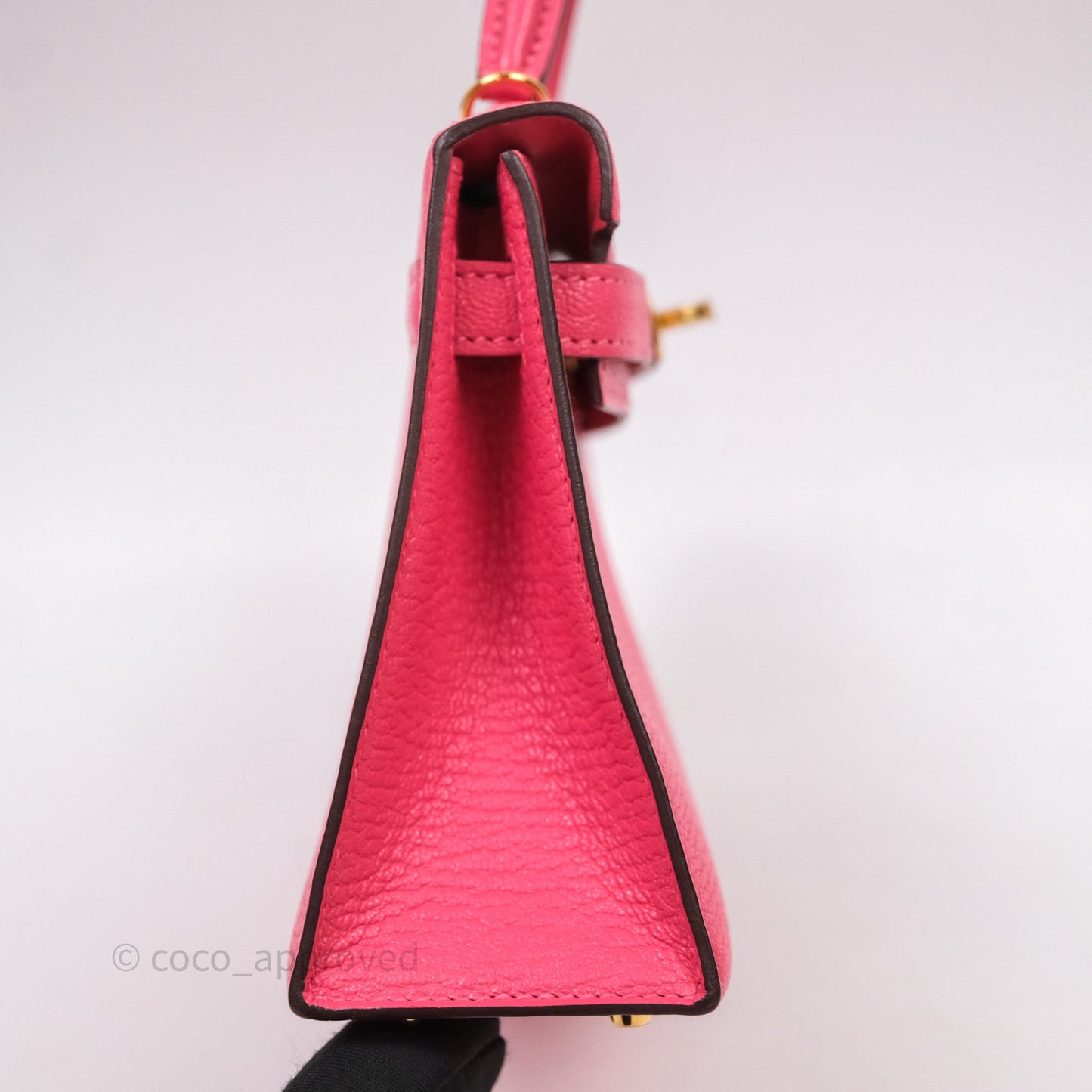 Hermes Mini Kelly II Chevre Mysore U5 Rose Lipstick Gold Hardware