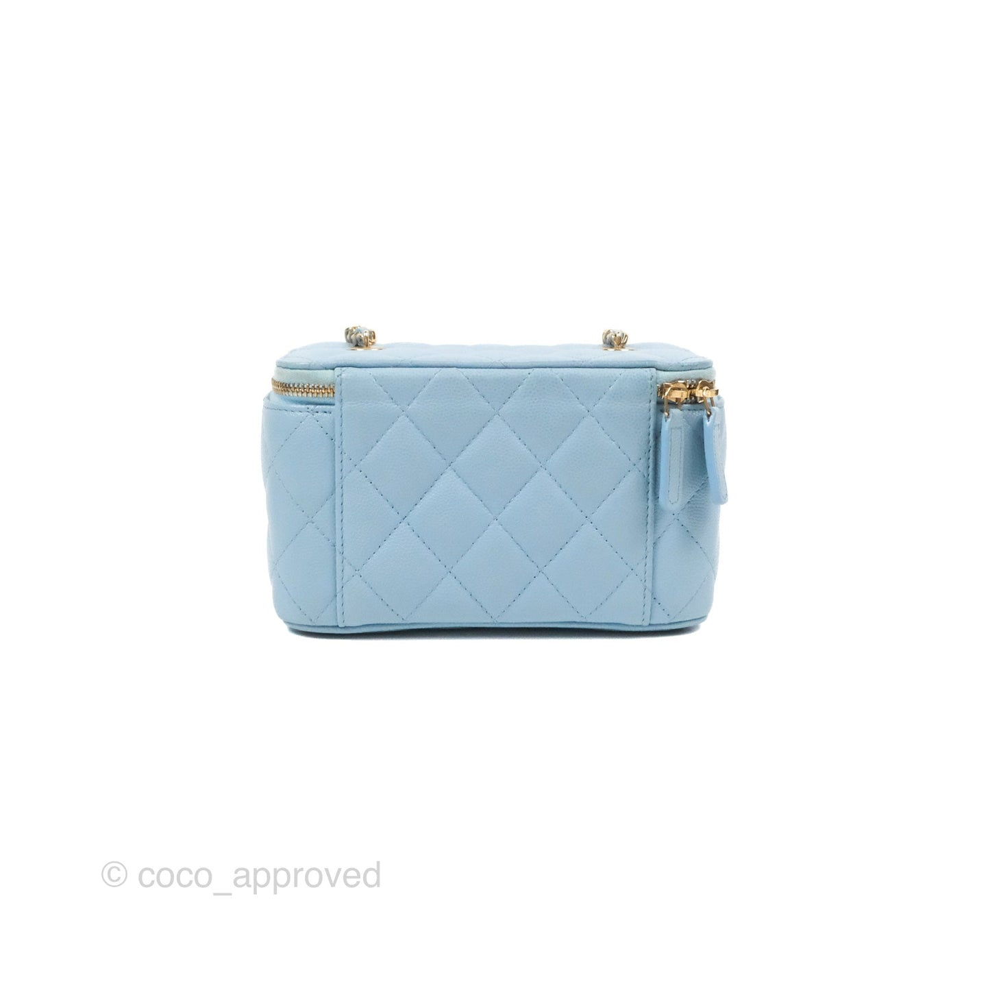 Chanel Vanity with Chain Blue Caviar Aged Gold Hardware