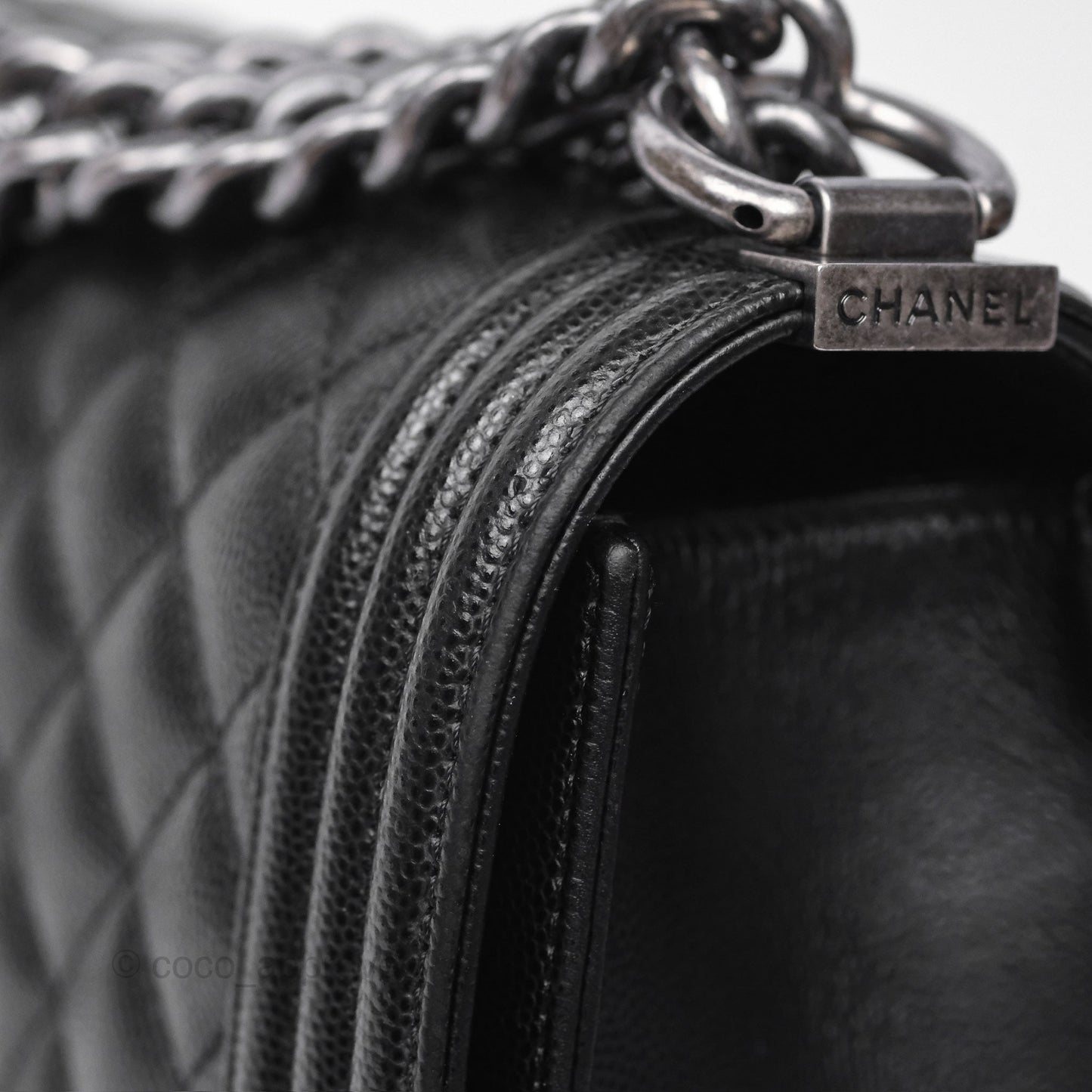 Chanel Medium Boy Quilted Black Caviar Ruthenium Hardware