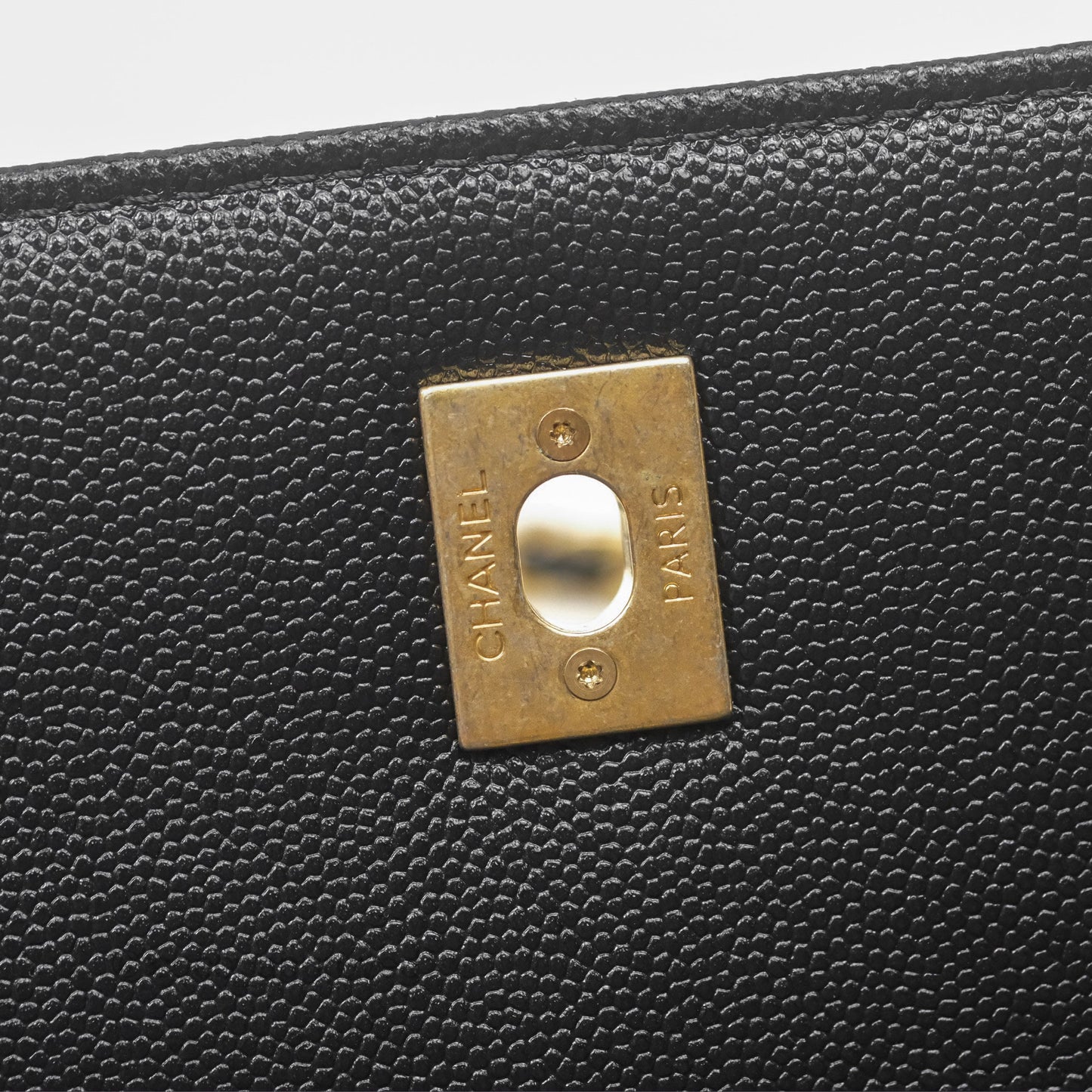 Chanel Chain Flap Bag Black Caviar Aged Gold Hardware 23A