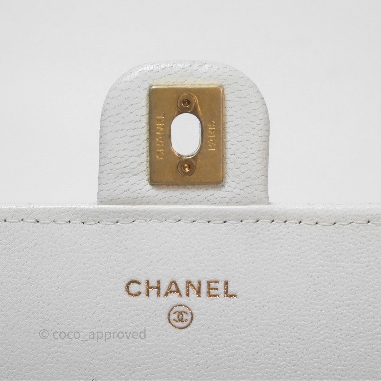 Chanel Quilted Mini Chic Pearls Flap Wallet On Chain WOC White Goatskin Aged Gold Hardware