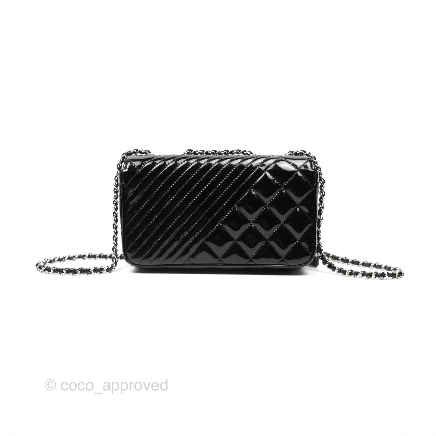 Chanel Small Flap Coco Boy Black Patent Silver Hardware