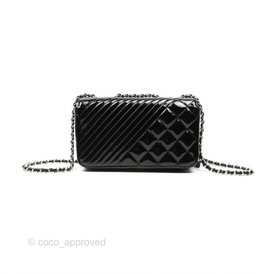 Chanel Small Flap Coco Boy Black Patent Silver Hardware