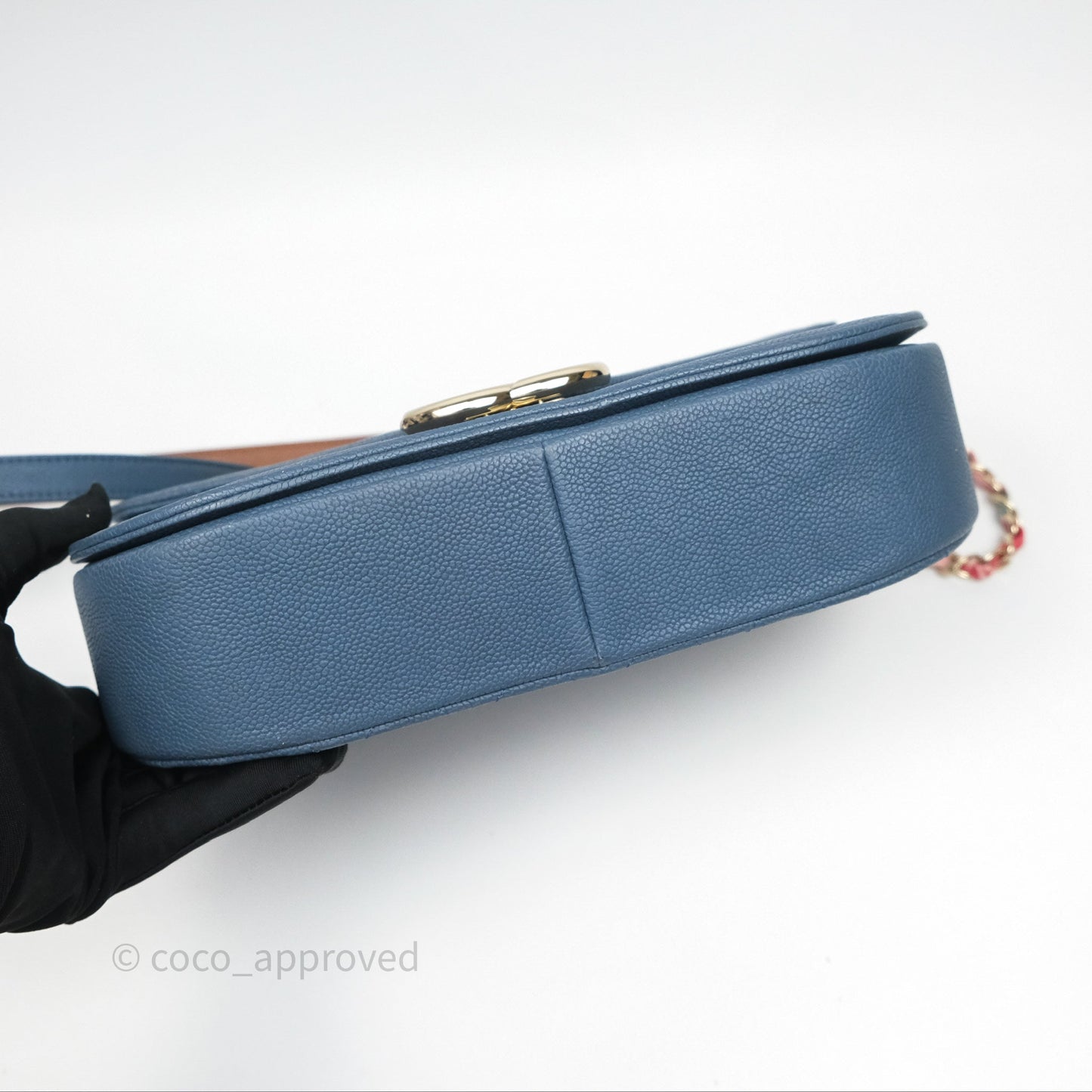 Chanel Medium Cuba Top Handle Flap Bag Blue Caviar Gold Hardware