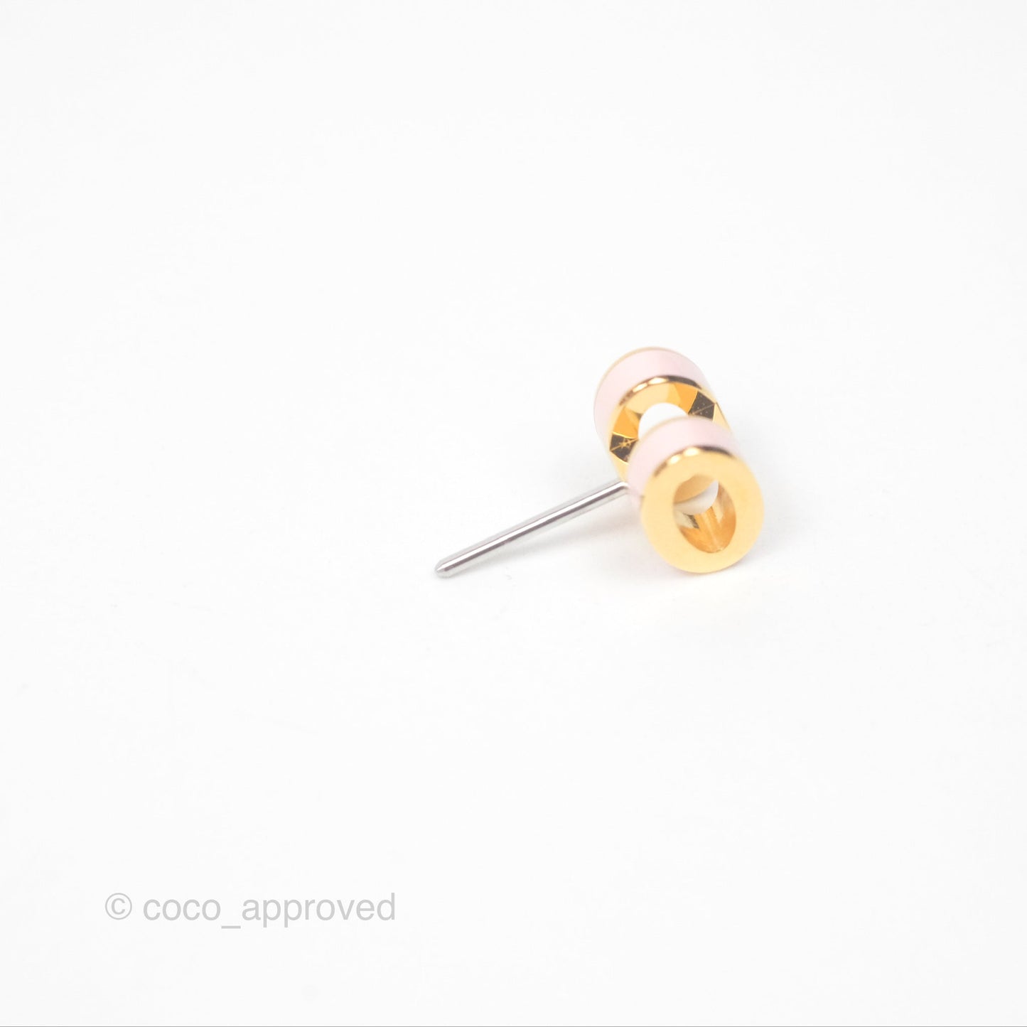 Hermès Mini Pop H Earrings Rose Dragee Gold Tone