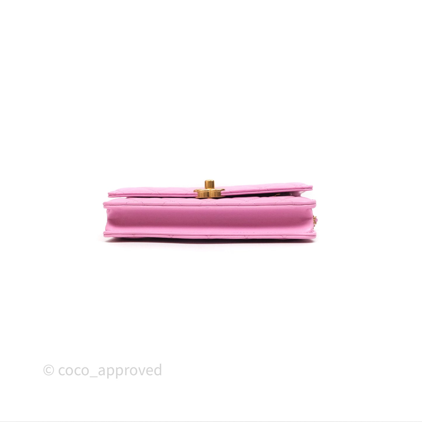 Chanel CC Chain Wallet On Chain WOC Pink Lambskin Aged Gold Hardware