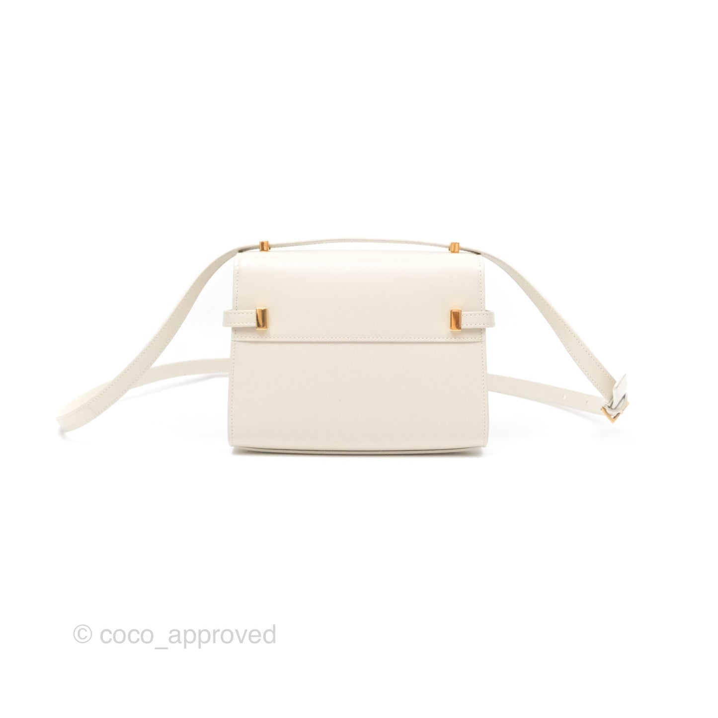 Saint Laurent Mini Manhattan Box Calfskin Blanc Vintage Gold Hardware