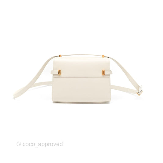 Saint Laurent Mini Manhattan Box Calfskin Blanc Vintage Gold Hardware