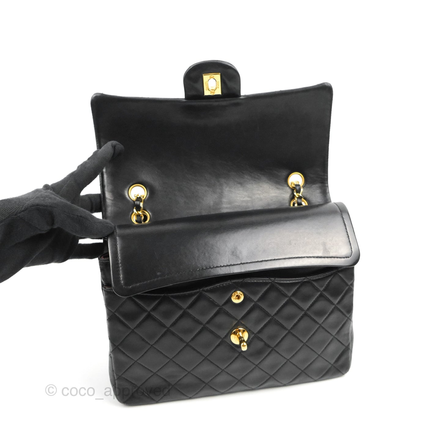 Chanel Vintage Medium Double Flap Black Lambskin 24K Gold Hardware