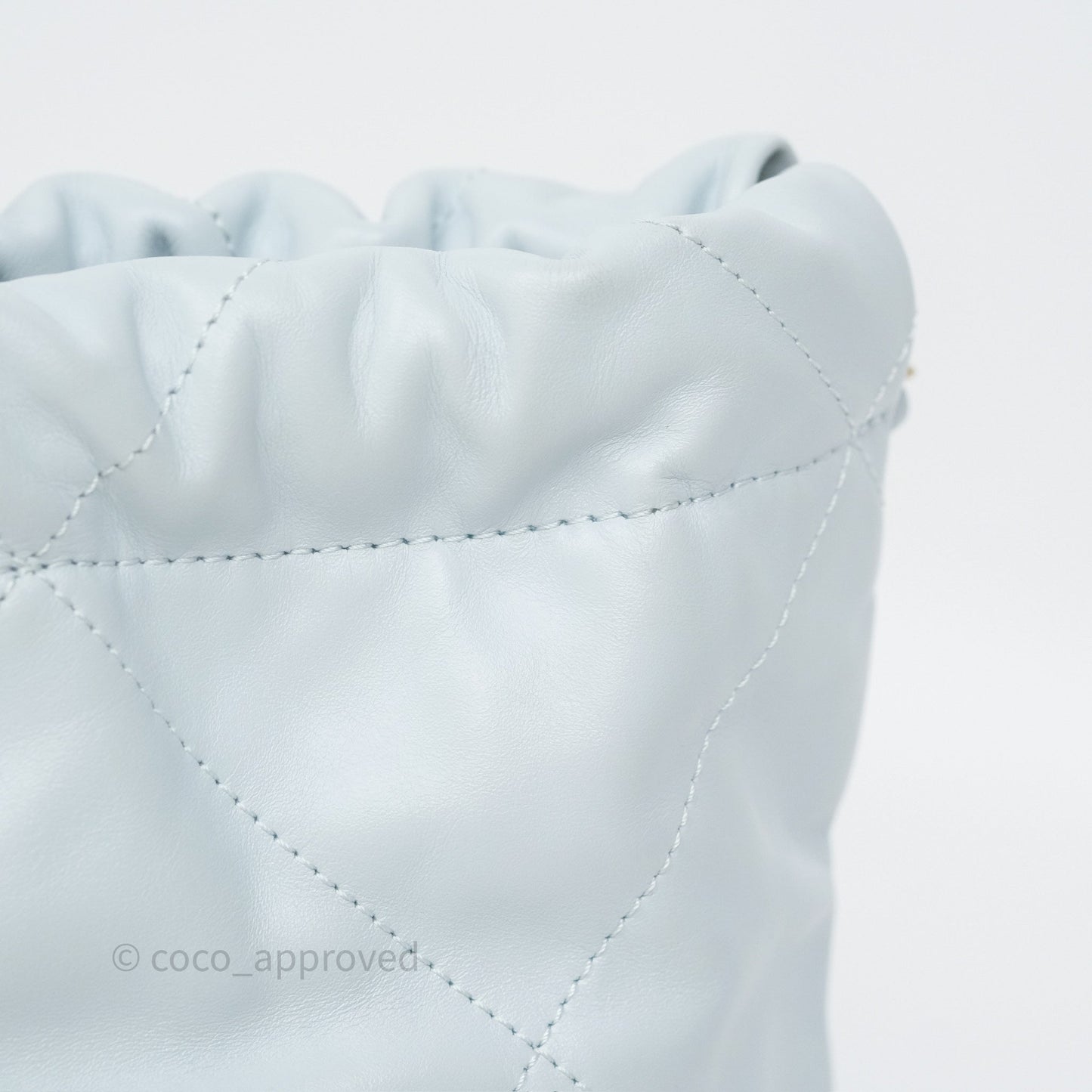 Chanel 22 Mini Bag Light Blue Shiny Crumpled Calfskin