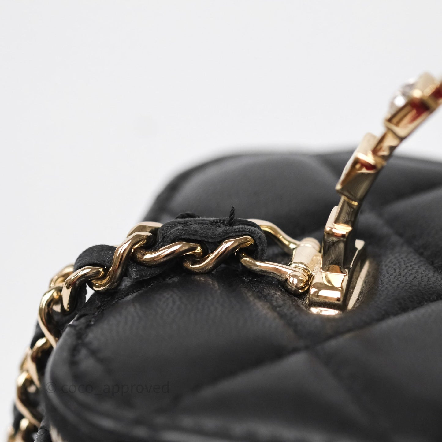 Chanel Crystals Top Handle Vanity Rectangular Black Lambskin Gold Hardware
