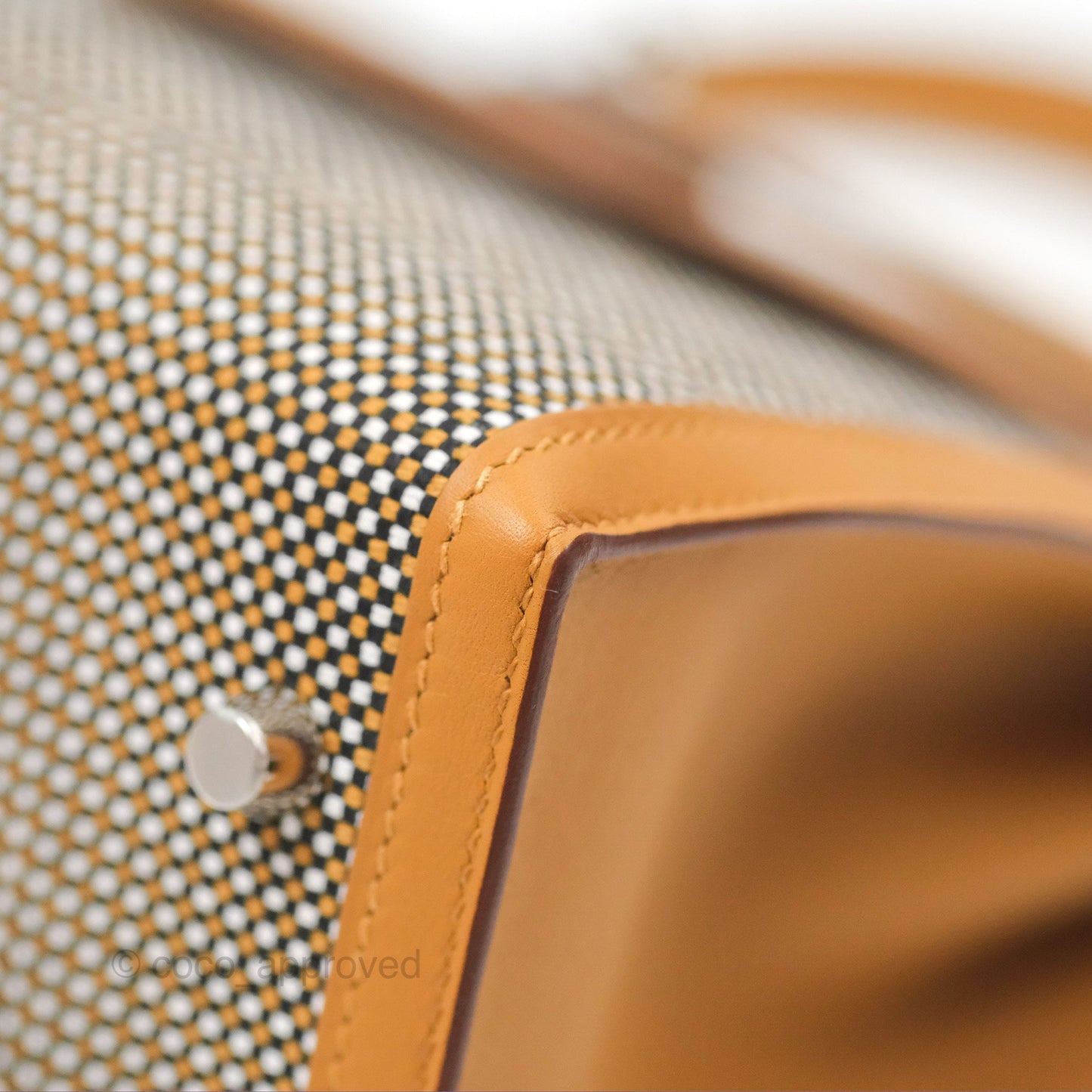 Hermès Kelly Sellier 28 Quadrille Black/White/Desert Sesame Swift