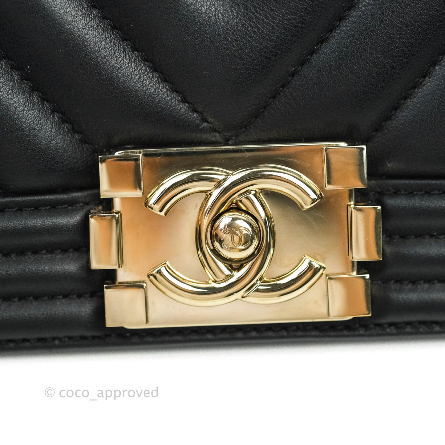 Chanel Chevron Medium Boy Bag Black Calfskin Gold Hardware