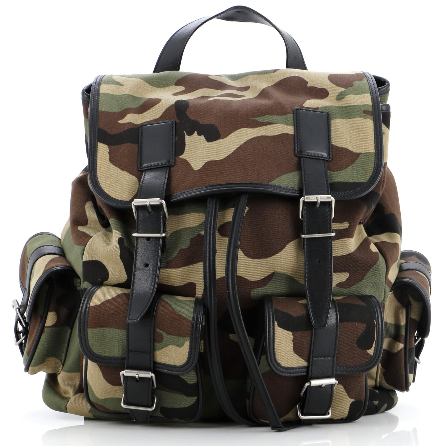 Luxury Saint Laurent Rock Sac Backpack Camouflage Canvas Medium