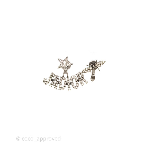 Dior J'ADIOR Earrings Antique Silver-Finish Metal with White Crystals