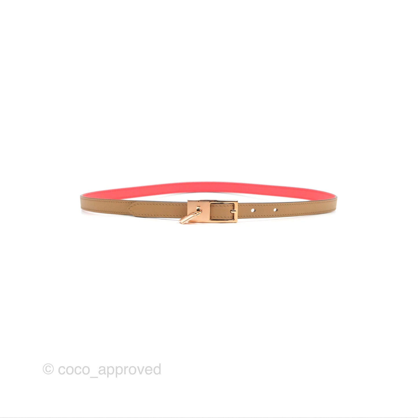 Hermès Lucky 15 Reversible Belt Chaï / Rose Jaipur Rose Gold Hardware Size 75