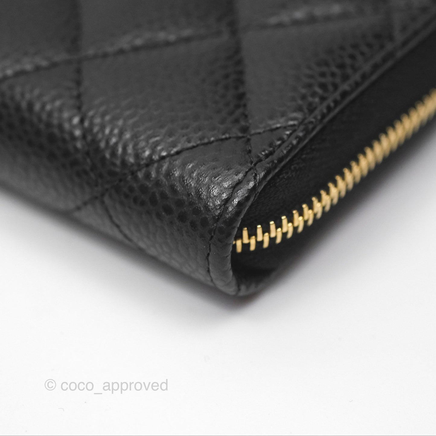 Chanel Quilted Zip Card Holder Black Caviar Gold Hardware