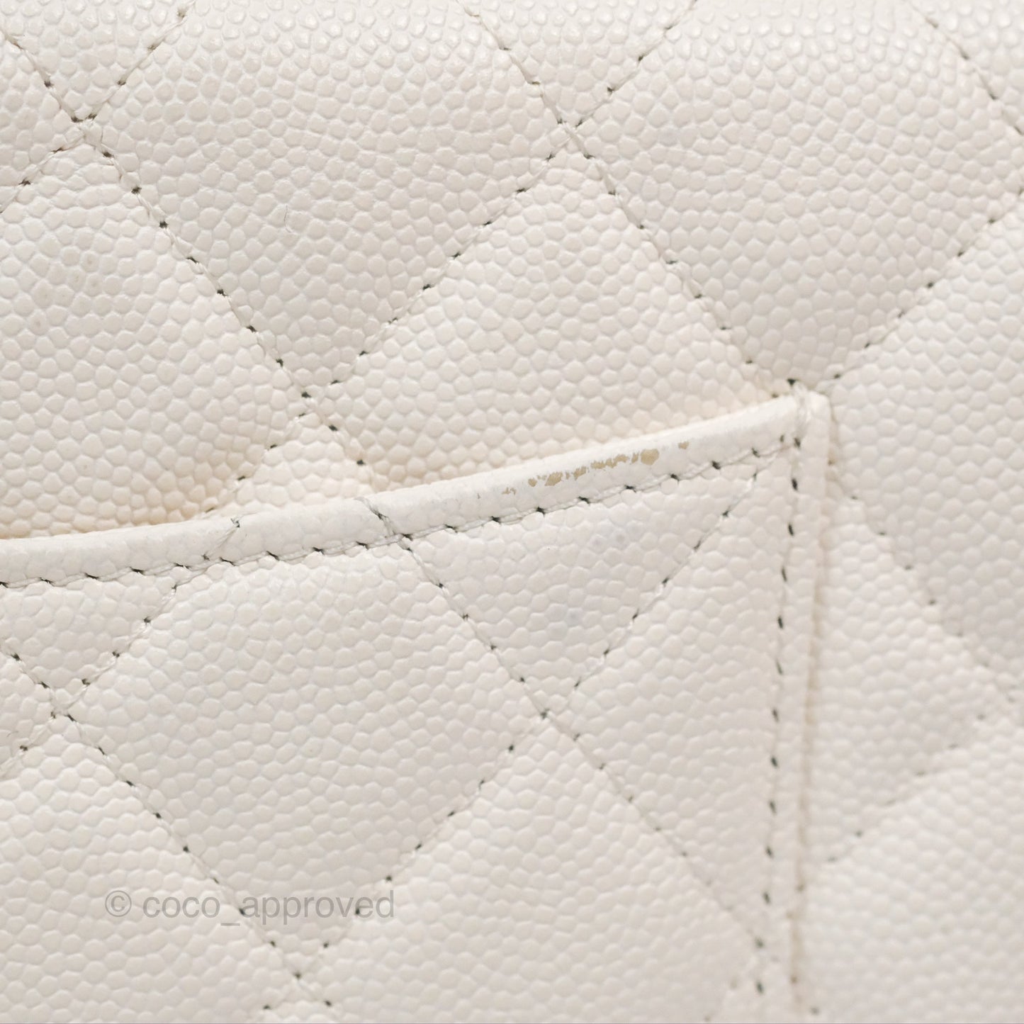 Chanel Quilted Wallet On Chain WOC With Charms White Caviar Gold Hardware