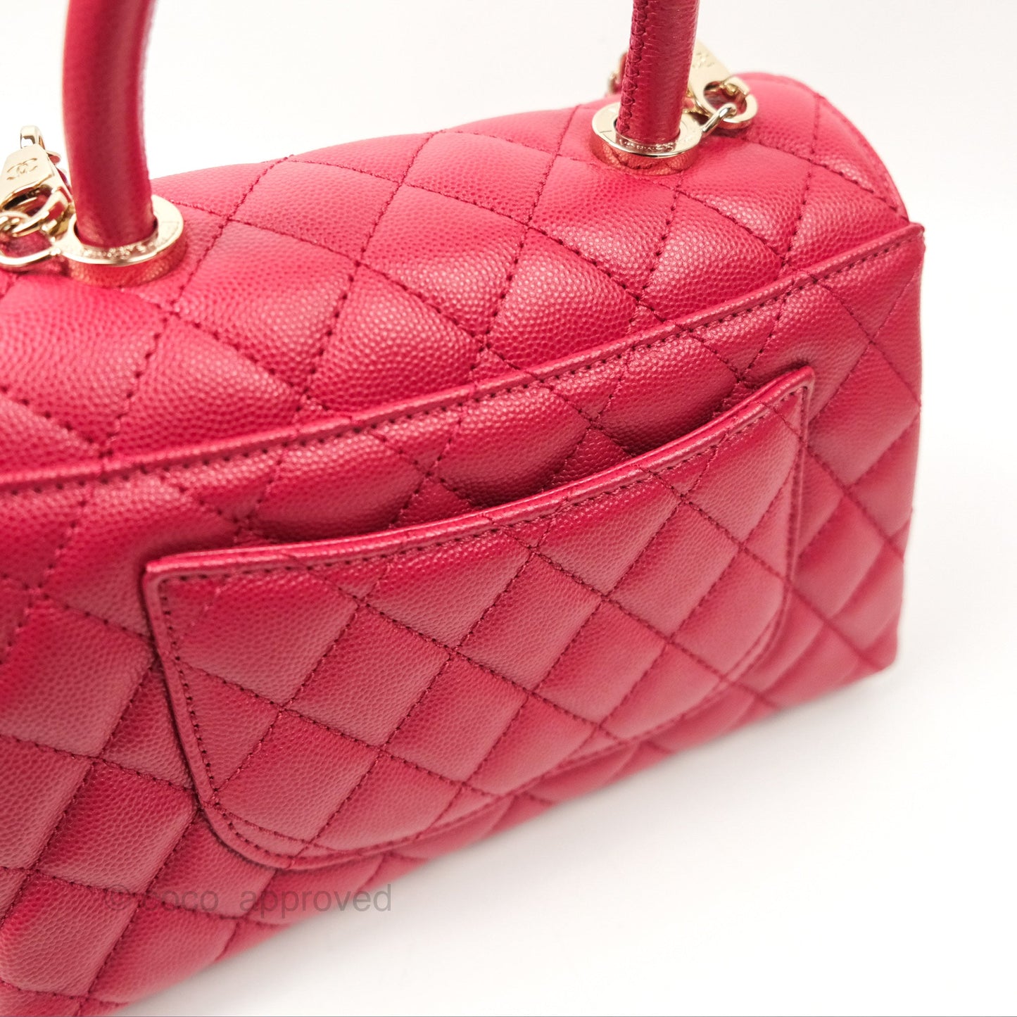 Chanel Small Coco Handle Quilted Dark Rose Pink Caviar Gold Hardware 21A