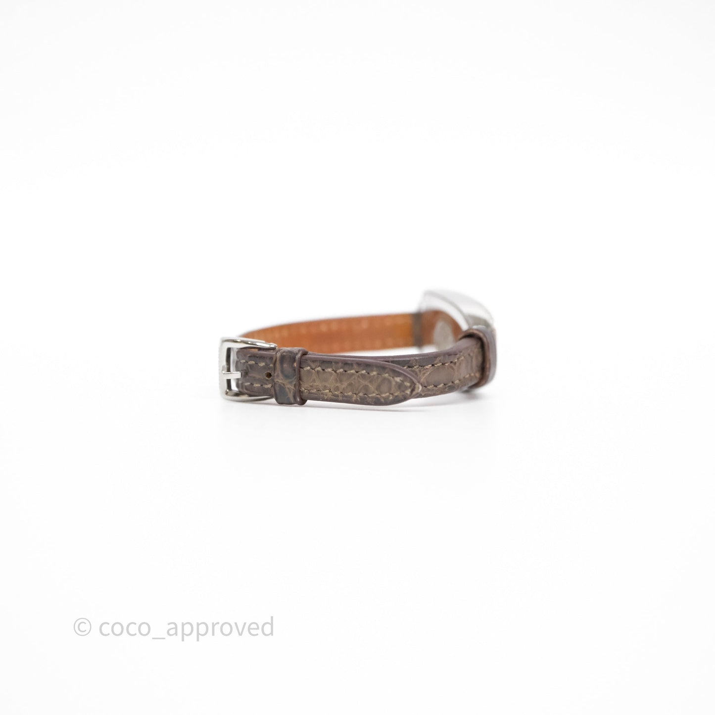 Hermès Galop d'Hermès Watch Medium Model 32MM Diamond Etoupe Alligator Palladium Hardware