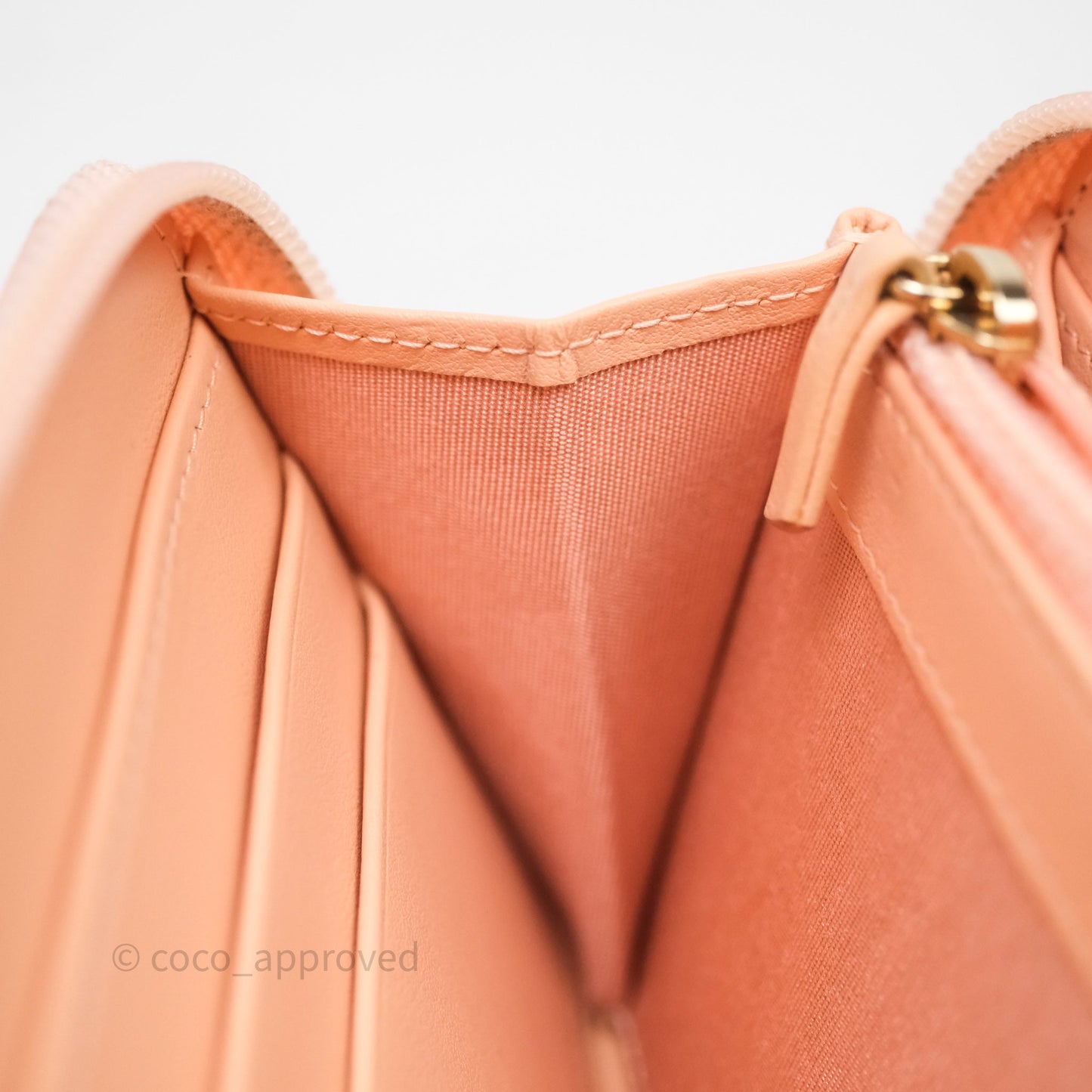 Chanel Boy Zip Long Wallet Pink Caviar Gold Hardware