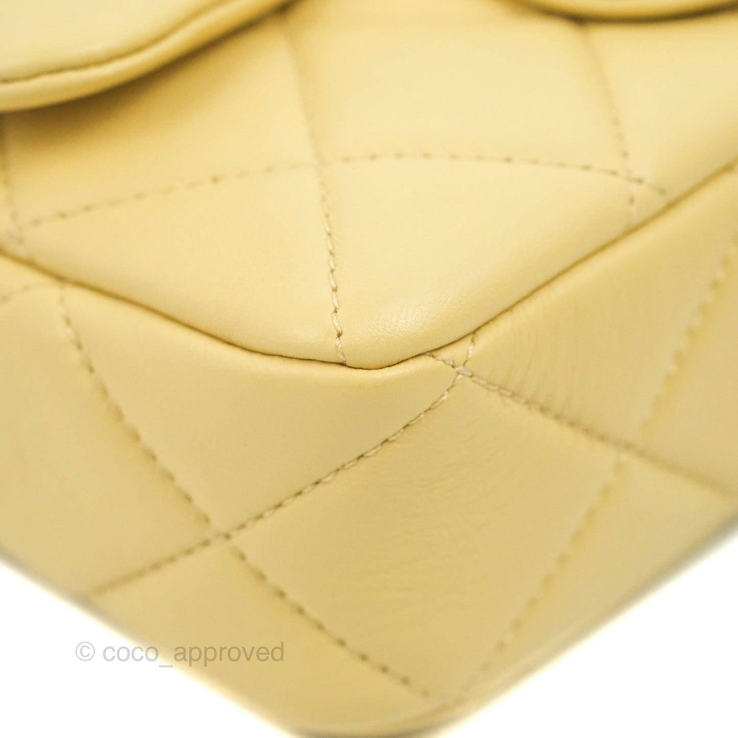 Chanel Enamel Quilted Pending CC Mini Square Flap Yellow Lambskin Aged Gold Hardware 22P