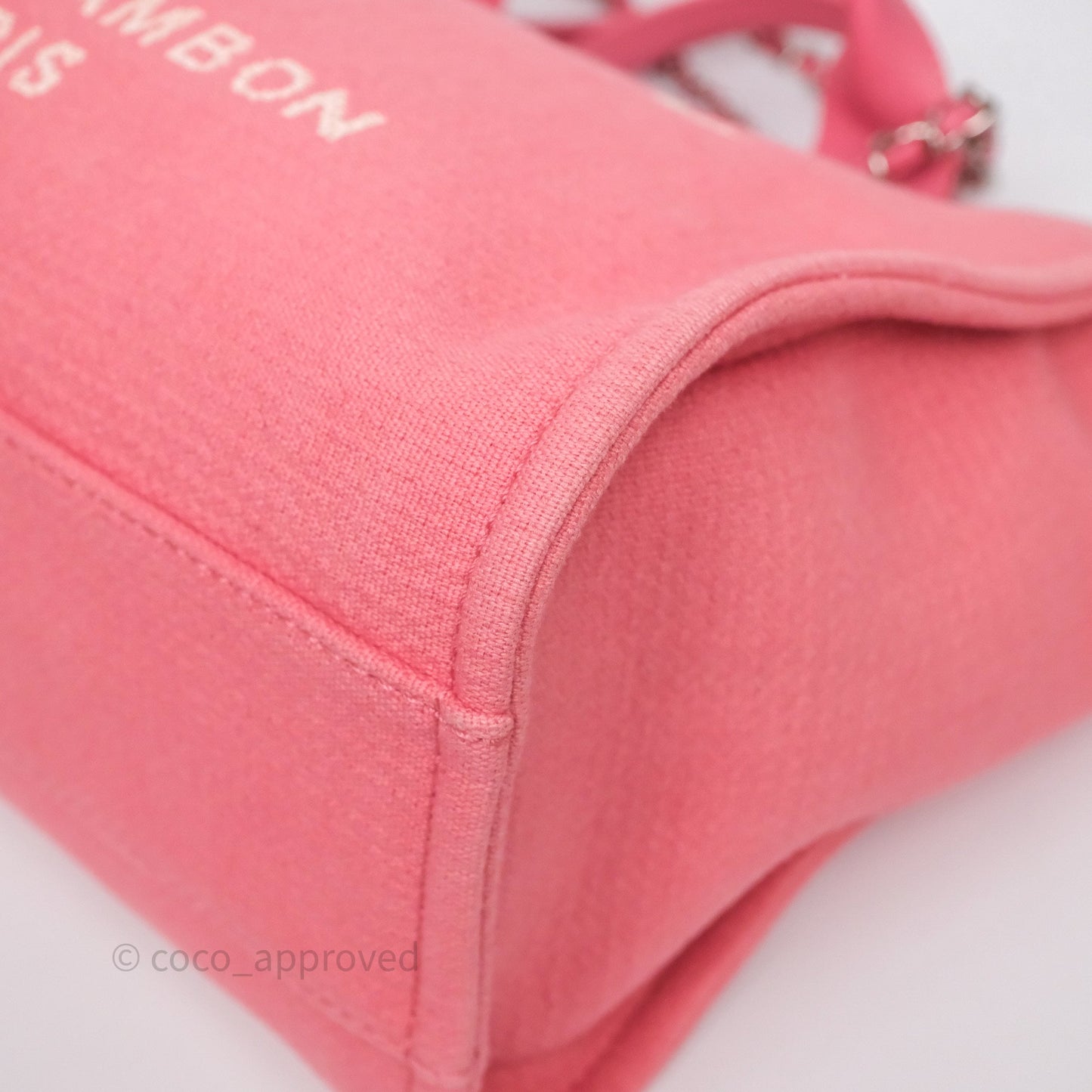 Chanel New Small Deauville Tote Pink Cotton Sliver Hardware