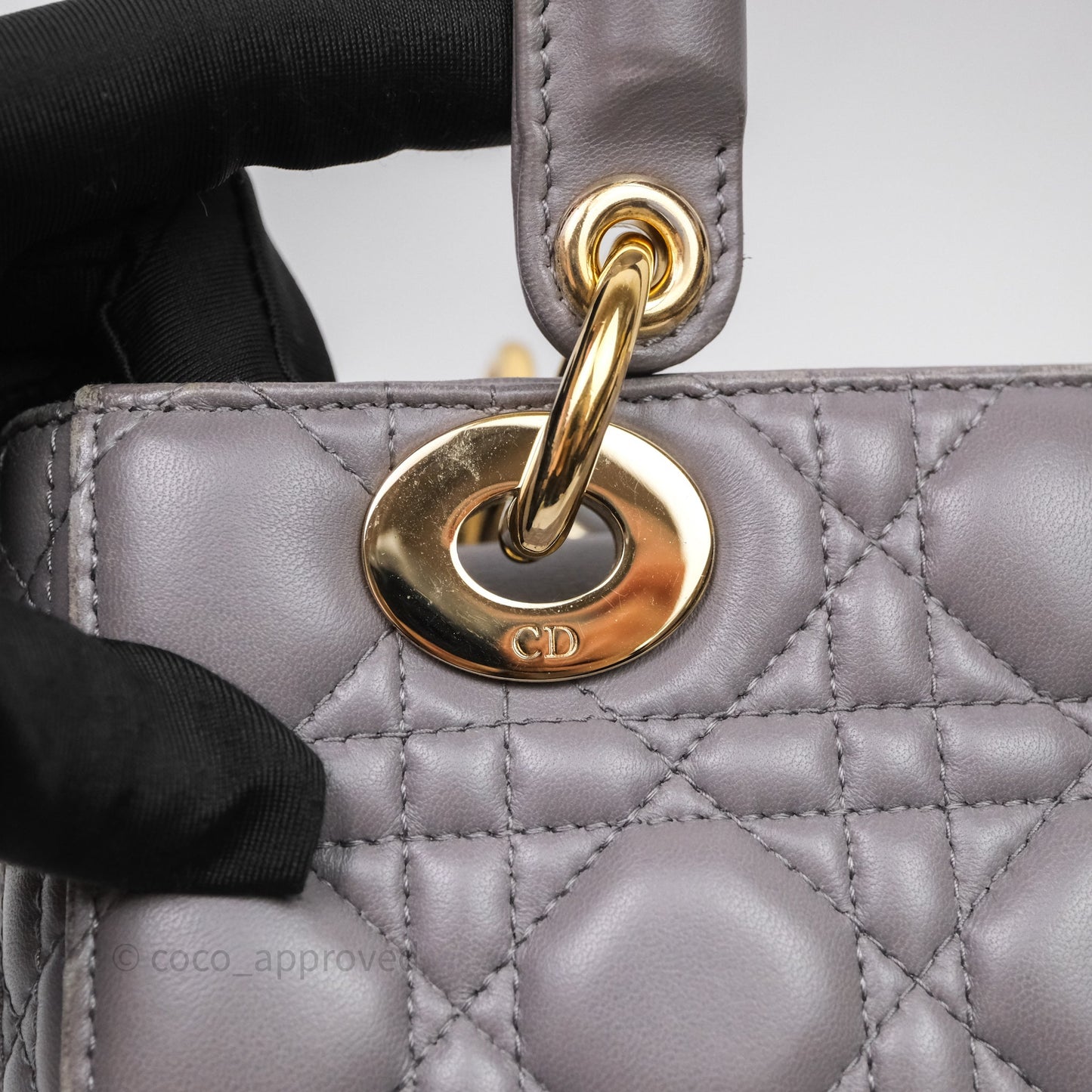 Christian Dior Small Lady Dior My ABCDior Bag Stone Gray Cannage Lambskin