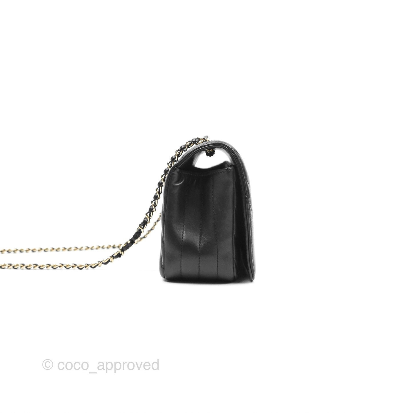 Chanel Small Statement Chevron Flap Bag Black Calfskin Gold Hardware