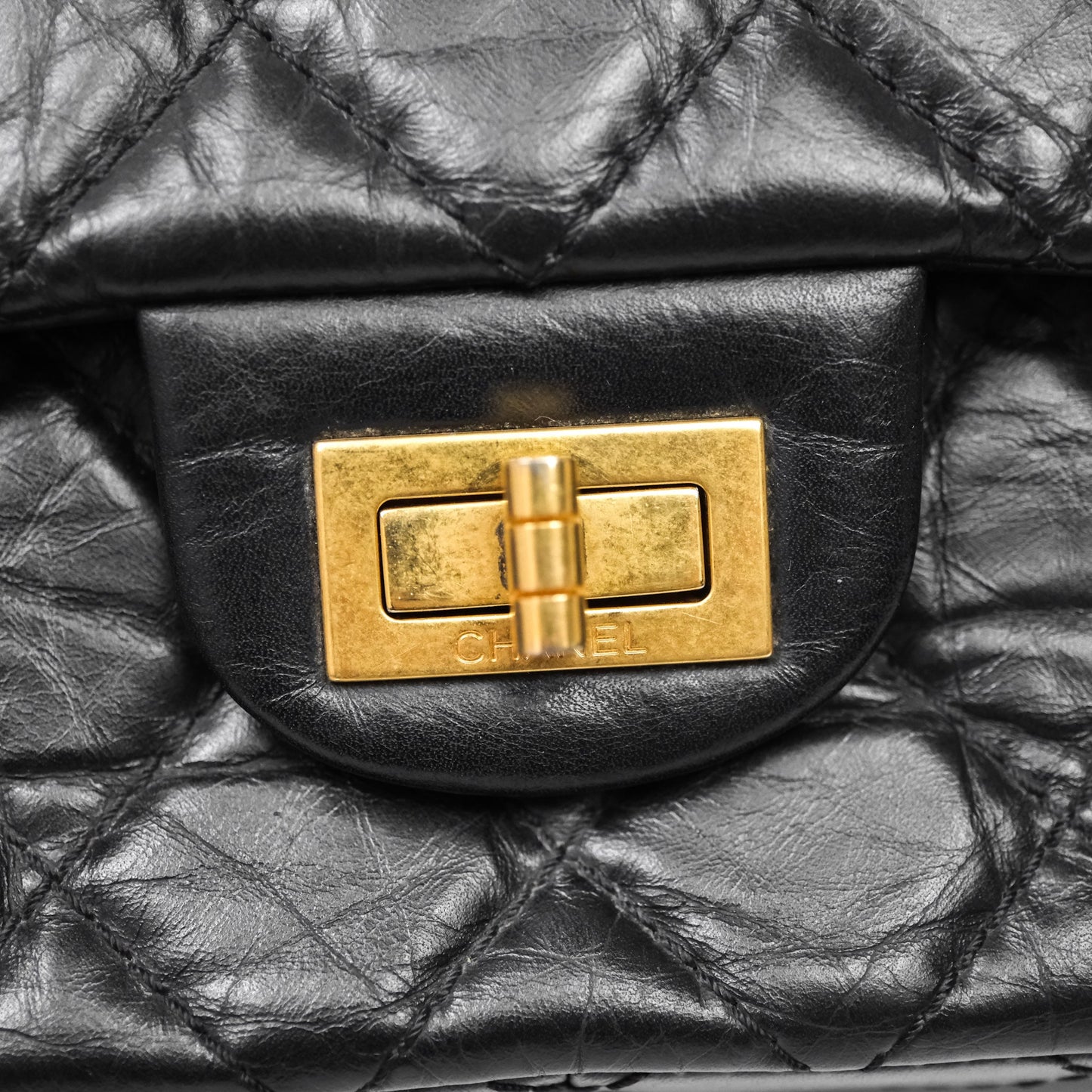 Chanel Reissue 226 Quilted Aged Calfskin Black Aged Gold Hardware