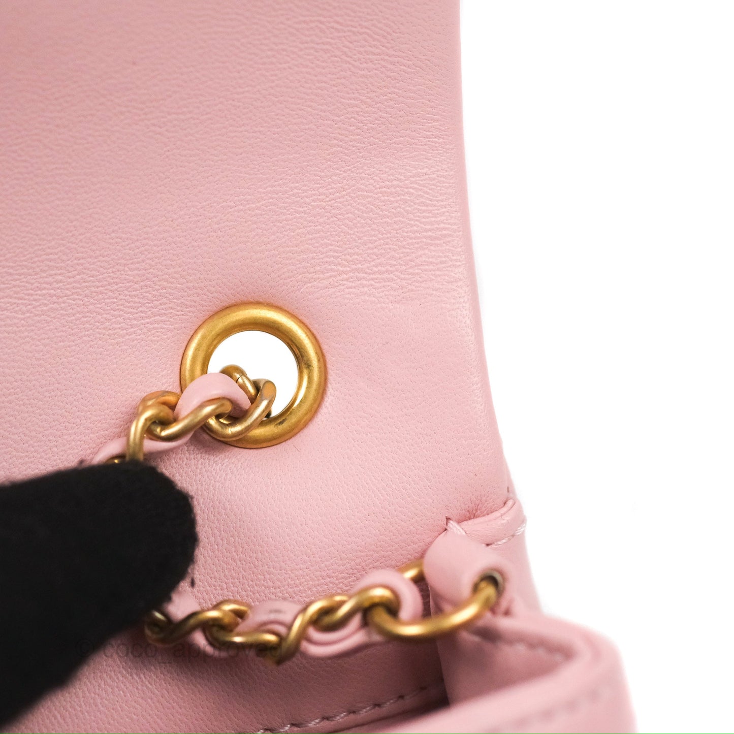 Chanel Mini Flap Bag With Heart CC Charm Pink Lambskin Aged Gold Hardware
