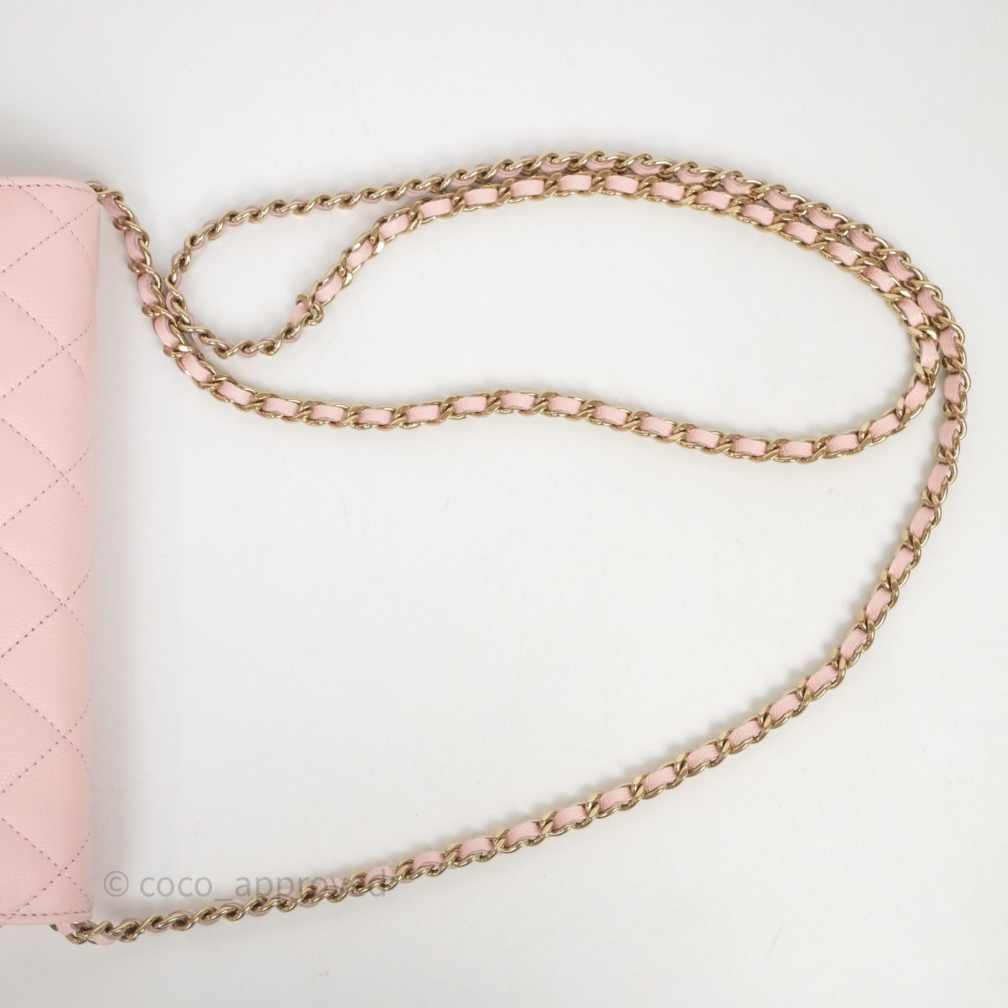 Chanel Classic Quilted Wallet on Chain WOC Light Pink Caviar Gold Hardware