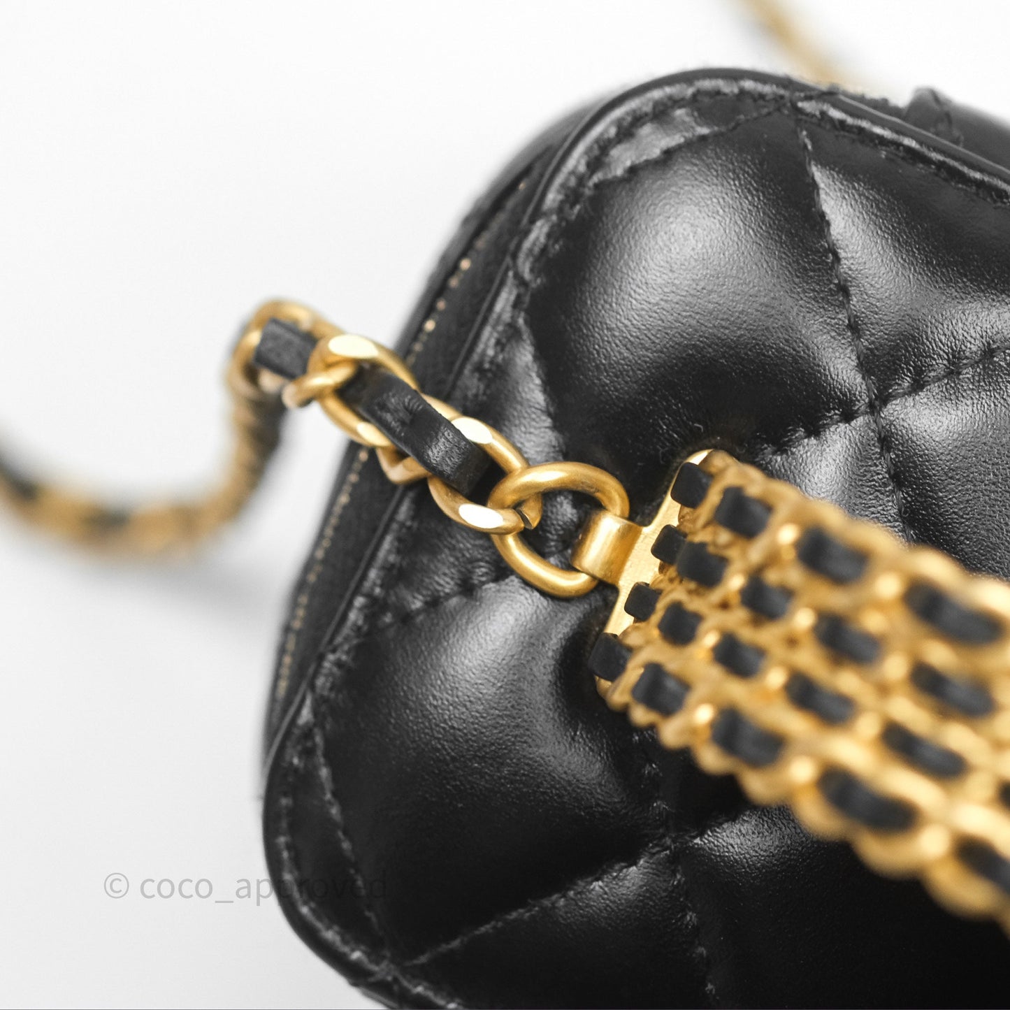 Chanel Vanity Rectangular with Top Handle Black Lambskin Aged Gold Hardware