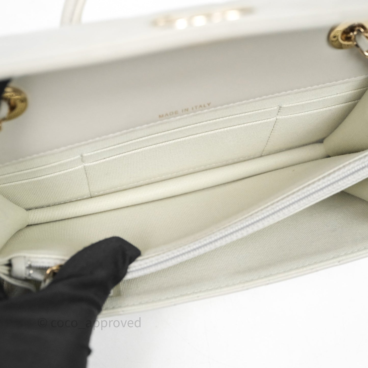 Chanel Trendy CC Wallet On Chain WOC Light Grey Lambskin Gold Hardware N