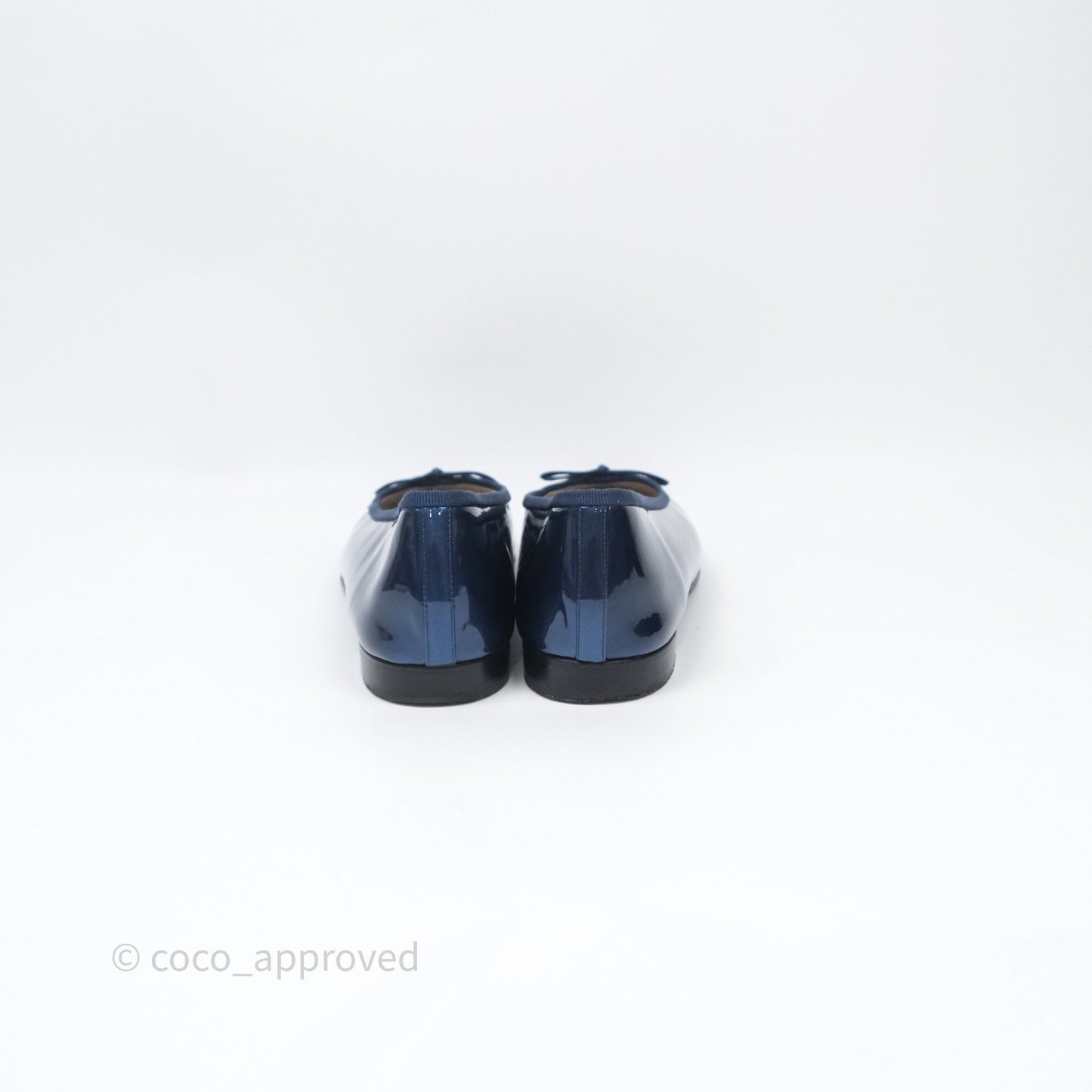 Chanel Ballerina Patent Leather Flats Navy/ Black Size 38.5
