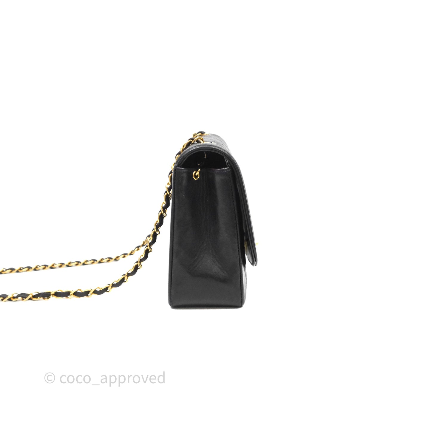 Chanel Vintage Medium Classic Diana Flap Bag Black Lambskin 24K Gold Hardware