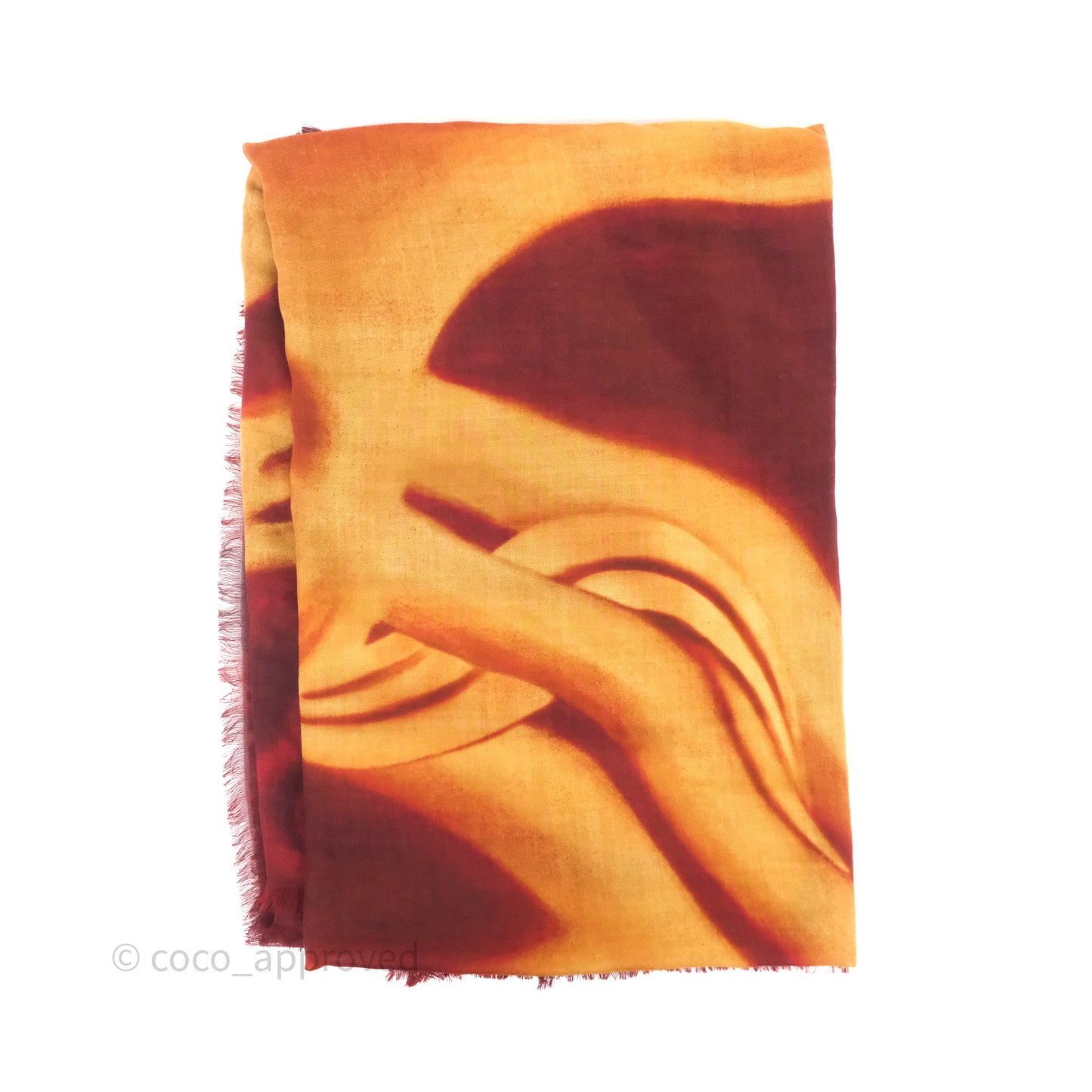 Chanel Horse Print Red/ Gold Cashmere Scarf