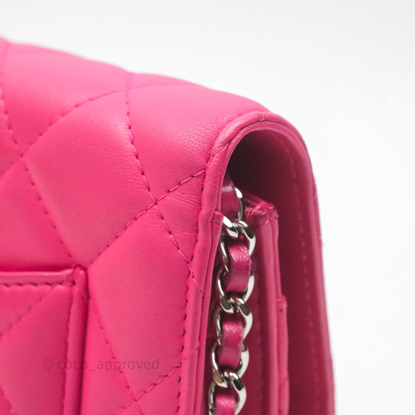 Chanel Quilted Wallet on Chain WOC Pink Lambskin Silver Hardware