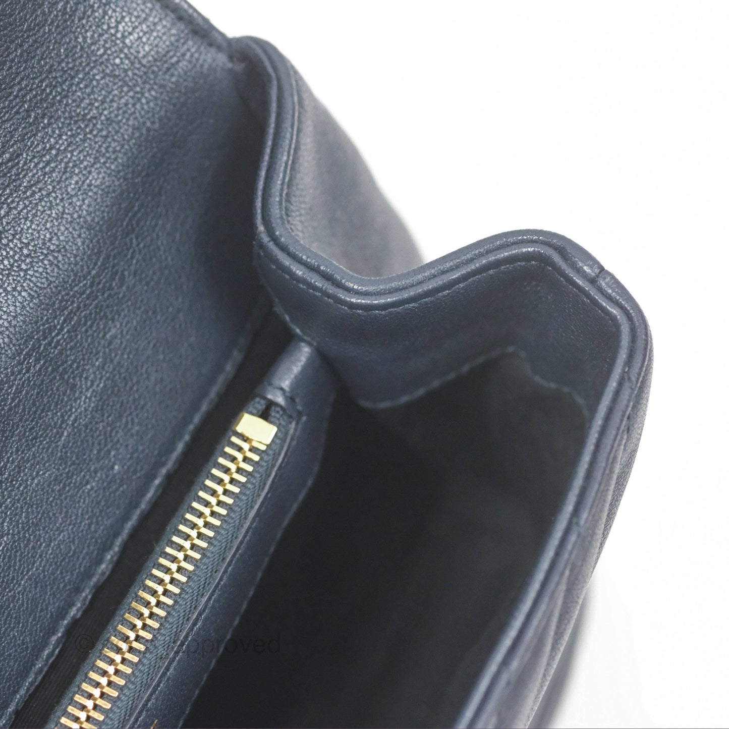 Saint Laurent Chevron Medium College Navy Chain Bag Gold Hardware