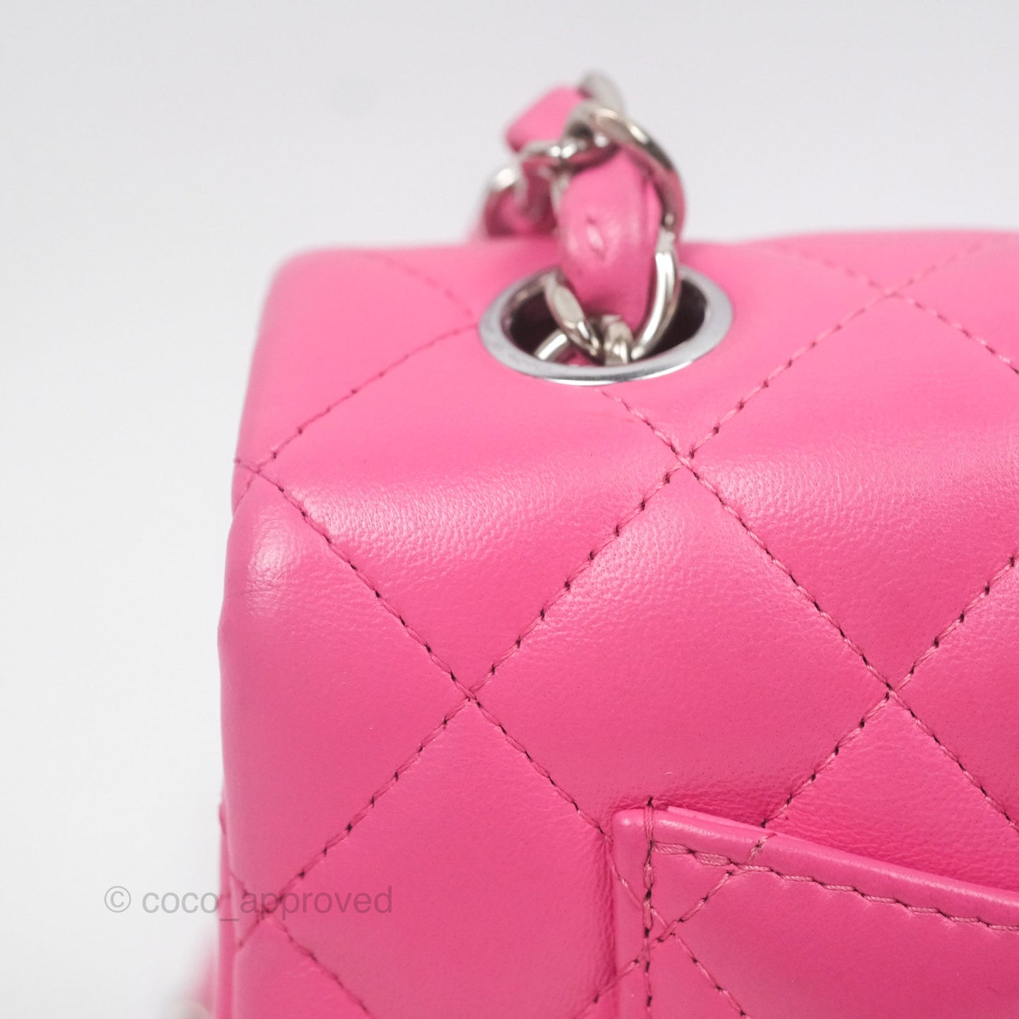Chanel Quilted Mini Rectangular Flap Pink Lambskin Silver Hardware