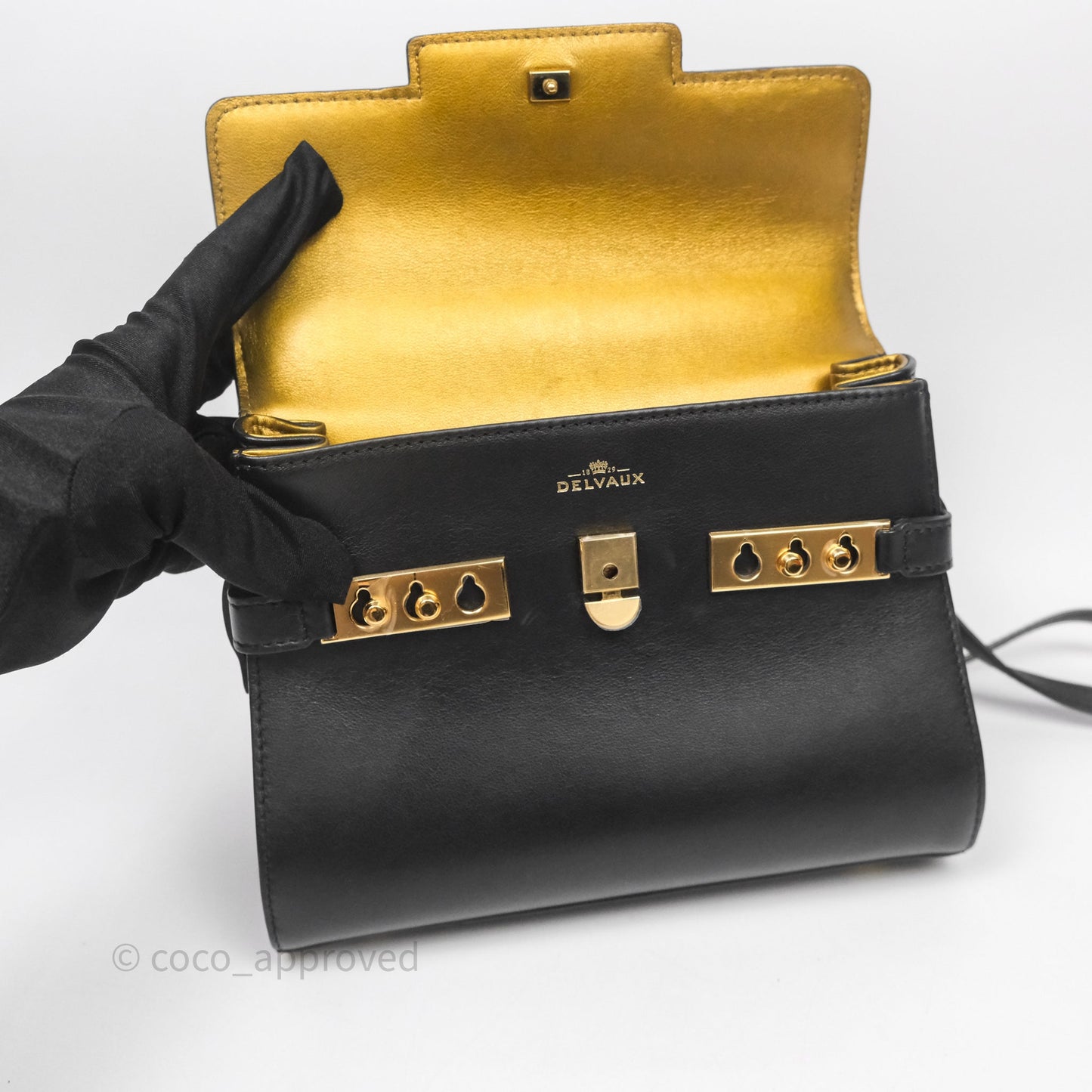 Delvaux Tempête Mini Black Calfskin Gold Hardware