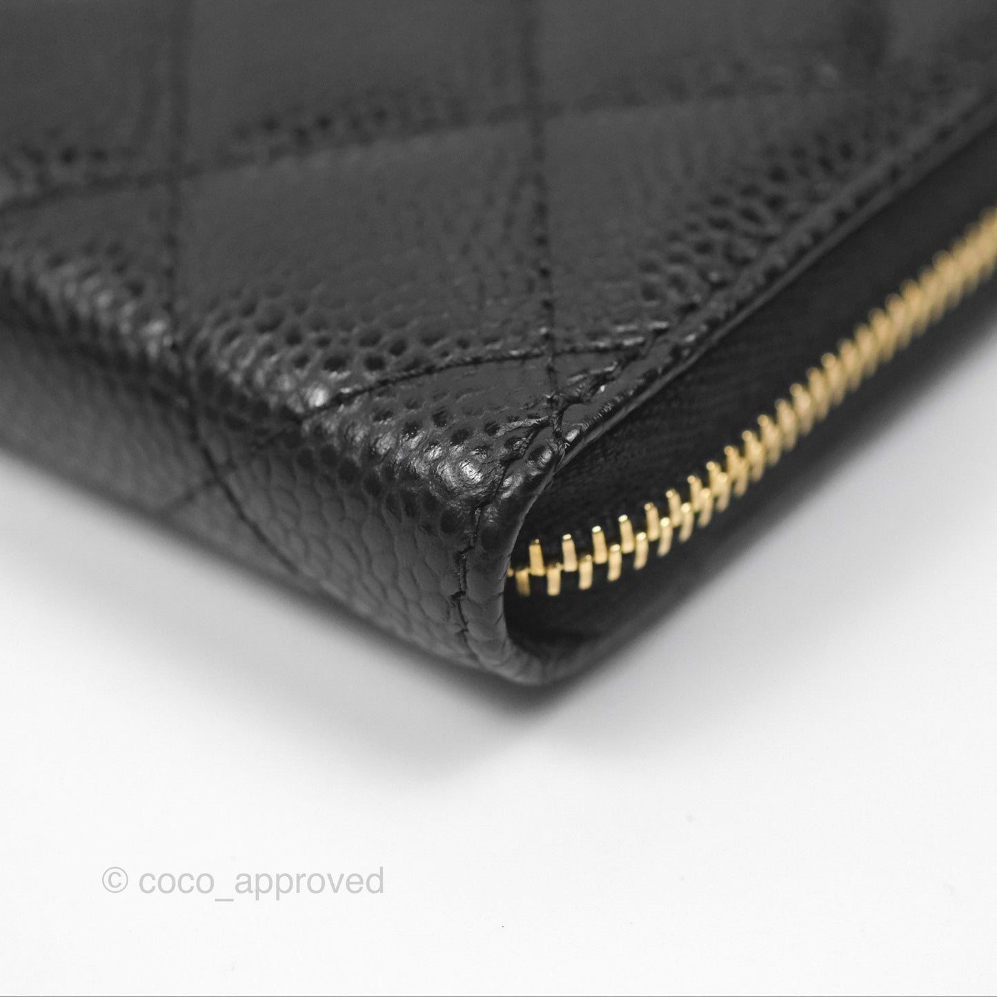 Chanel Quilted Zip Card Holder Black Caviar Gold Hardware