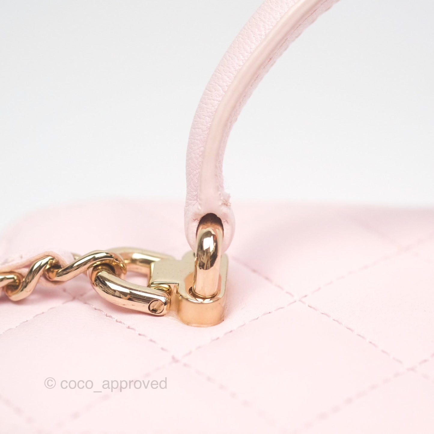Chanel Vanity Rectangular Top Handle Light Pink Lambskin Gold Hardware