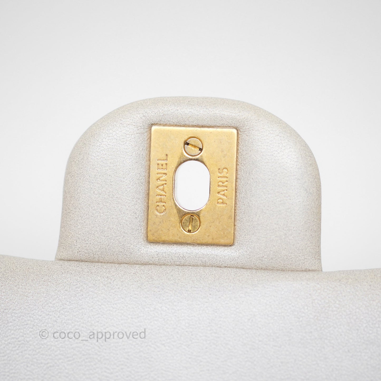 Chanel Top Handle Mini Rectangular Flap Pearly Beige Oat Lambskin Aged Gold Hardware